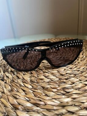 Vintage Cristian Dior 2438 Black Women's Sunglasses with Rhinestone Trim
